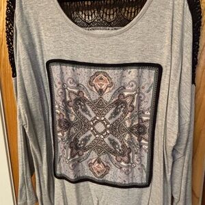 Gray Patterned Women's Top